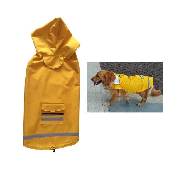 Raindrops Durable Waterproof Reflective Pet Rain Slicker for Medium Large Dogs Yellow Polyester Size 5XL