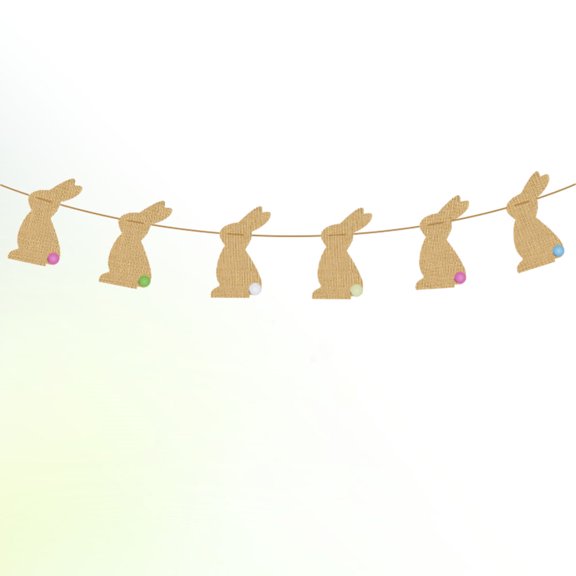 Raindrops Easter Bunny Banner with Unique Design for Party Decoration Linen Material Chocolate Color 6 Pieces Set