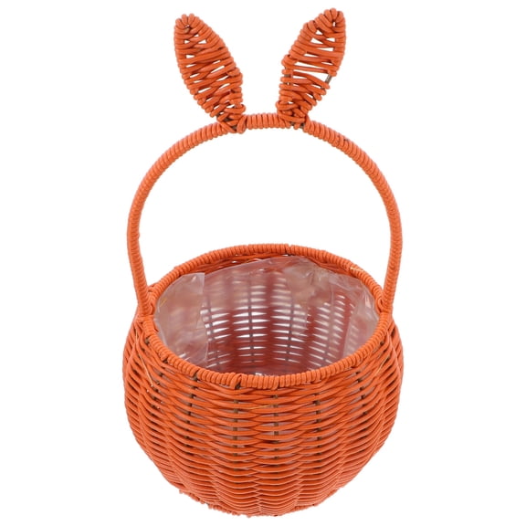 Raindrops Easter Bunny Ear Basket Handwoven Fake Rattan Flower Basket for Picnic Storage and Decoration for Floral Arrangements and Home Decor