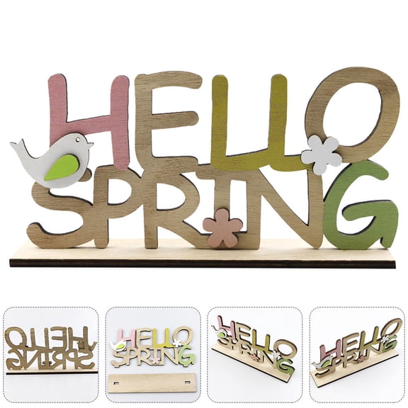 SHOWERORO Easter Wood Letter Shape Decor, Printed , Perfect for Spring Holiday Decoration, 1 Piece