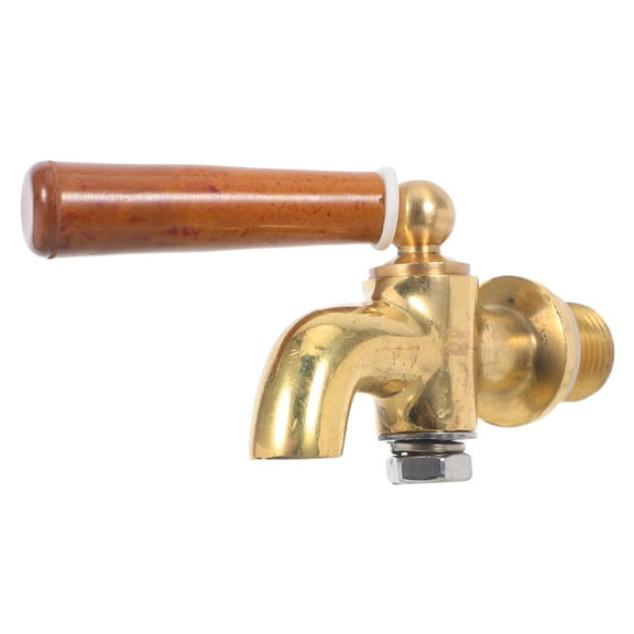Raindrops Golden Wooden and Stainless Steel Spigot, Precision Engineering, Modern Aesthetic, Beverage Use