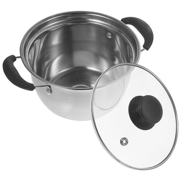 FOMIYES Saucepan with Lids for Households Round Silver Stainless Steel 1Pcs