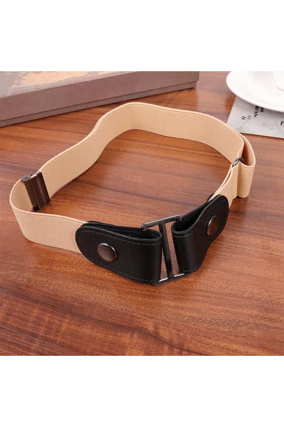Elastic No Buckle Stretch Belt Khaki Flat Style for Jeans and Dresses 1Pcs 5.9x1.2x0.2in