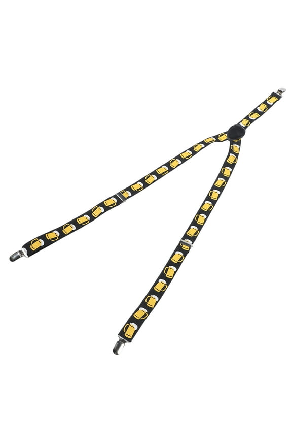 Elastic Suspenders for Men and Women Black Fabric Clipon Adjustable Yshaped braces for holding up pants