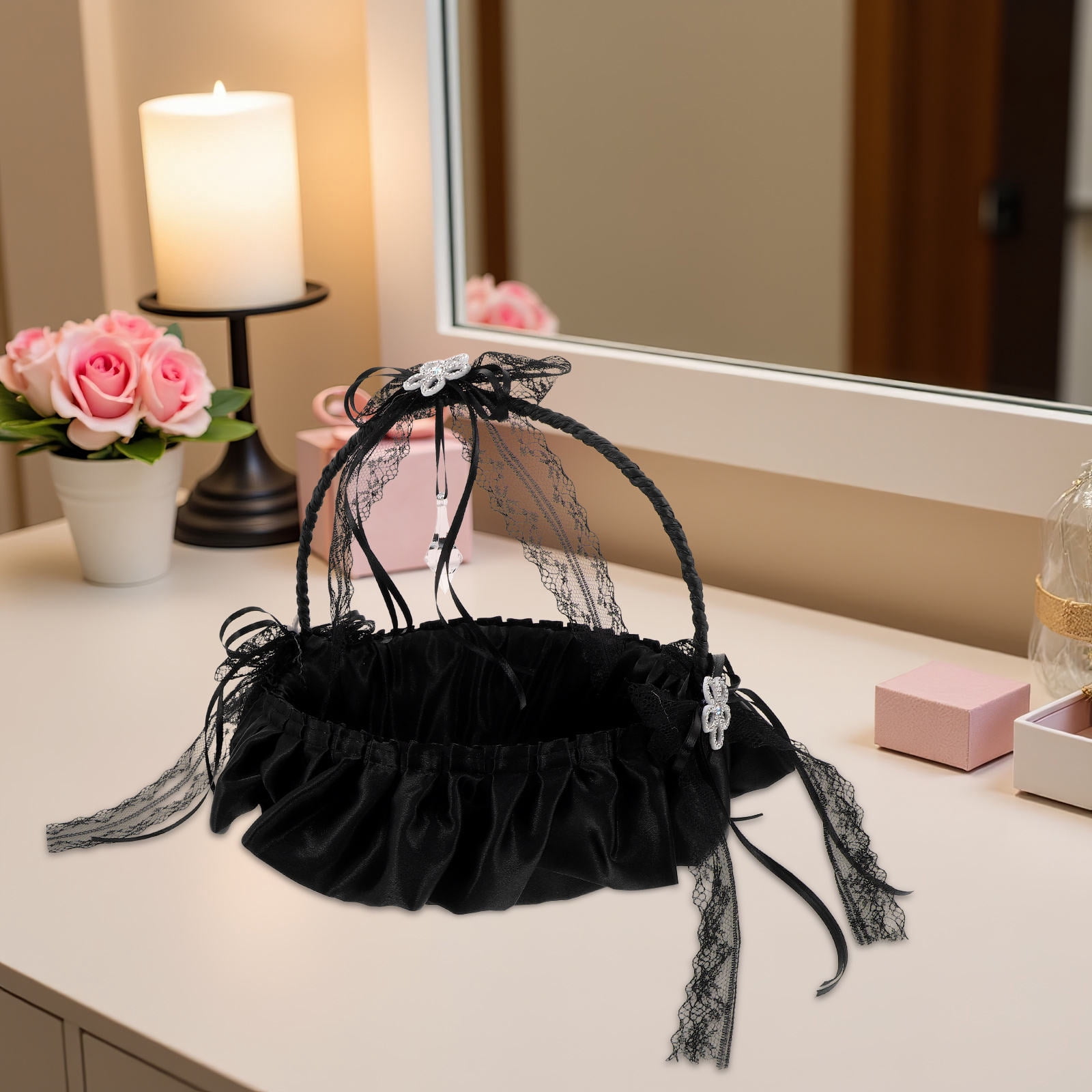 FOMIYES Wedding Flower Basket with Handle for Garden Ceremony, Party Decoration, and Elegant Event Use