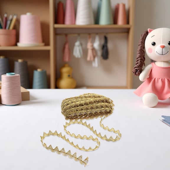 Raindrops Golden Polyester Lace Trim Ribbon for Wedding and Costumes