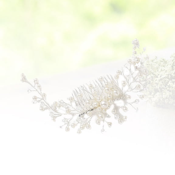 Raindrops Elegant Hair Comb for Women's Ideal for Weddings Dinners and Special Occasions Beige Iron Wire and Pearls
