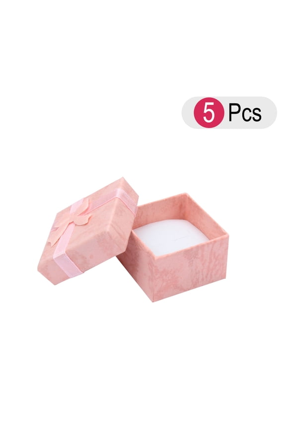 Elegant MultiColor Jewelry Box Gift Set with Bowknot Decor for Rings and Earrings, 5pcs Paperboard