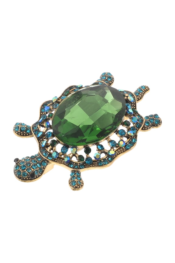 Stylish Zinc Alloy Turtle Brooch Pin with Sparkling Rhinestones for Jackets, Lapels, Backpacks and Accessories