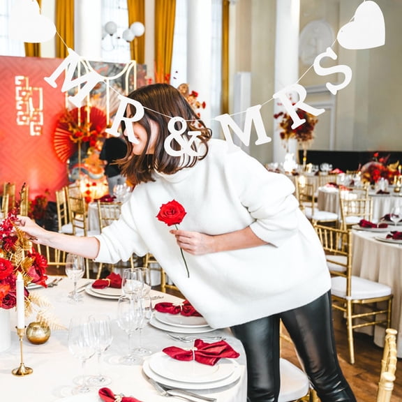 Raindrops Versatile White Wedding Banner for Bridal Shower Engagement Party and Reception Decor