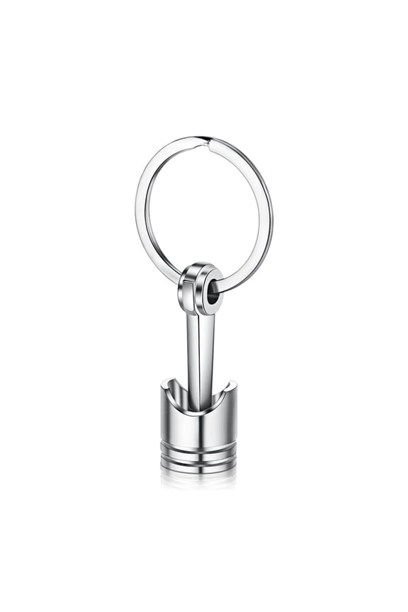 Raindrops Engine Piston Keyring Keychain Metal Cool Car Keyring Purse Bag Pendant Decoration Creative Gift Party Favor (Silver)