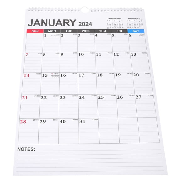 Raindrops Large English Monthly Wall Calendar 2024, Date Planner with Clear Layout and Easy-to-Read Design for Home and Office Use