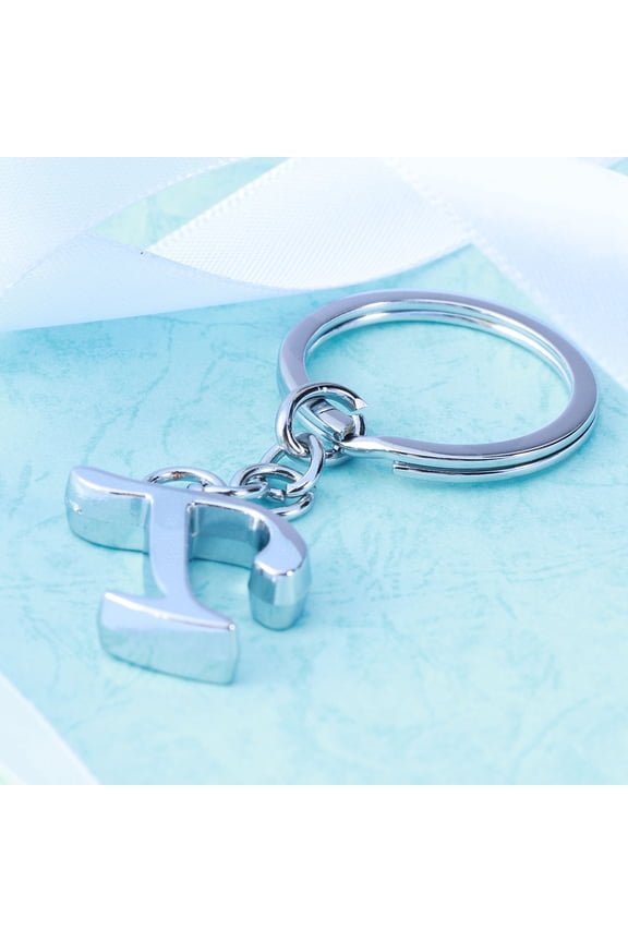 Cute Initial Letter Keychain Silver Alloy 1Pack