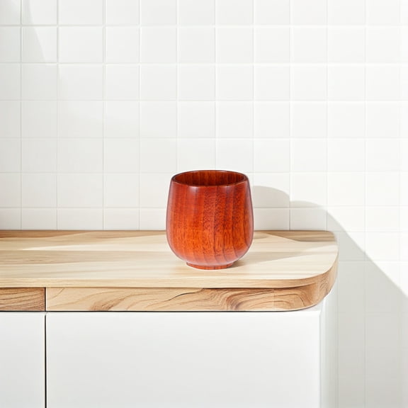 Raindrops Espresso Mugs Wooden Sake Cup Brown Solid Wood Heat Insulation 1Set