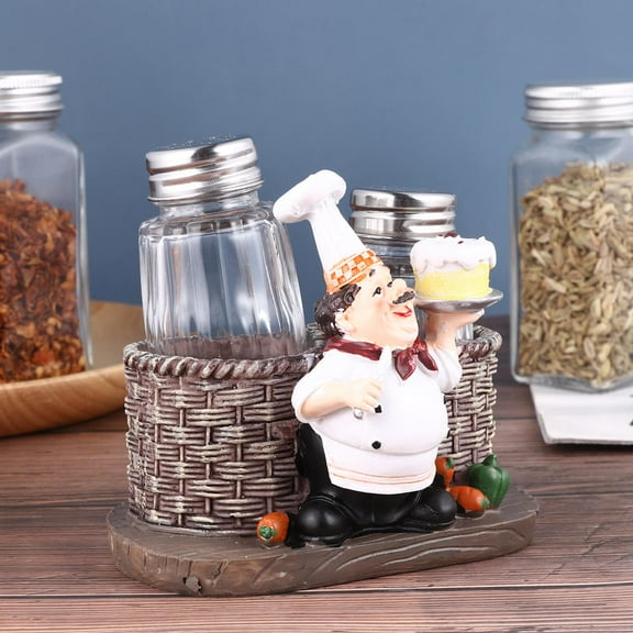 Raindrops European Style Resin Chef Figurine Storage Jar for Restaurant Cafe Decor Multi Color 1PC