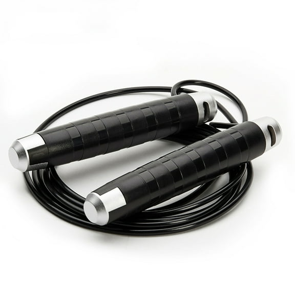 Raindrops Exercise Jump Rope Fitness Bearing Skipping Ropes Gym Workout Equipment for Women Men (Black, OPP Package)