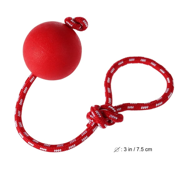 Raindrops Exercising Dog Toys 7.5Inch Red Solid Rubber Ball with 17 Inch Rope 1Pack