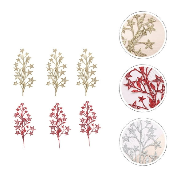 Raindrops Exquisite Artificial PE Xmas Leaves for Decoration with Festive Atmosphere 6pcs Assorted Color