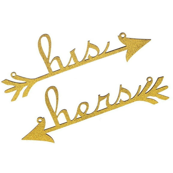 Raindrops Exquisite Golden His and Hers Arrow Signs for Wedding Decoration Decor Plywood