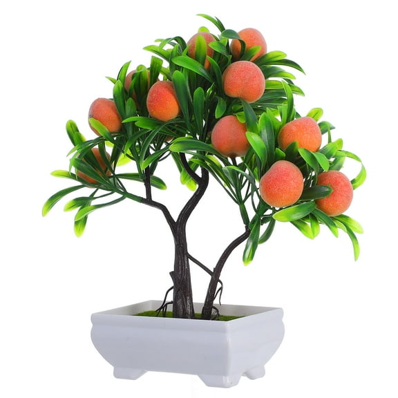 Raindrops Artificial Peach Tree Potted Plant Lifelike Home Decor for Room Table Office Decoration
