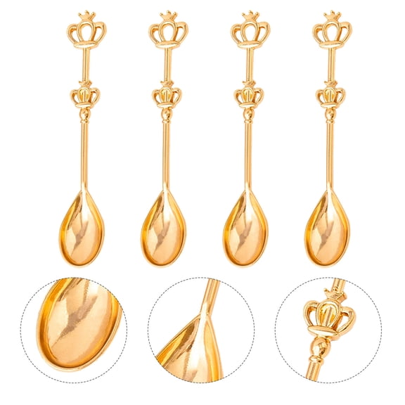 Raindrops 4pcs Cake Spoon Stainless Steel Crown Shape Tea Spoon for Baby Shower