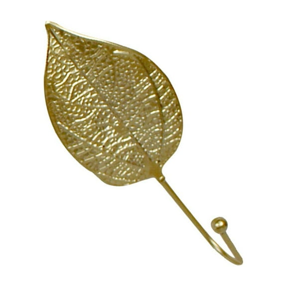 Nordic Style Wall Hook for Home Use Golden Iron Material Compact Size Leaf Shaped Design 1pc