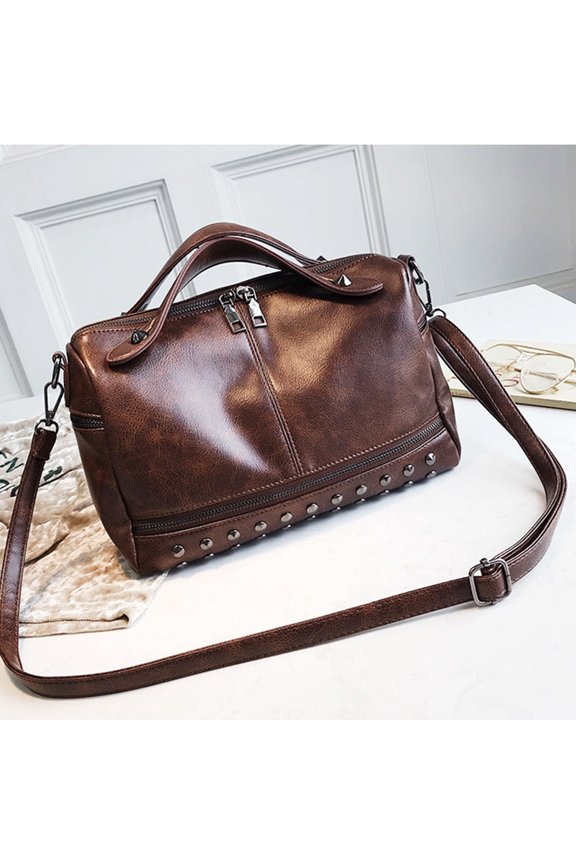 Raindrops Fashion Crossbody Bag Rivet Handbag Creative Shoulder Bag for Women Ladies (Coffee)