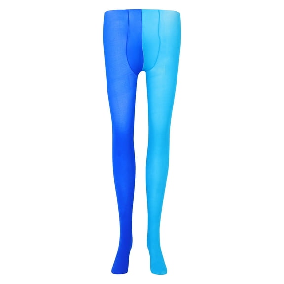 Raindrops Fashion Double Color AB Splice Left Right Stockings - Free Size (Lake Blue and Sapphire)