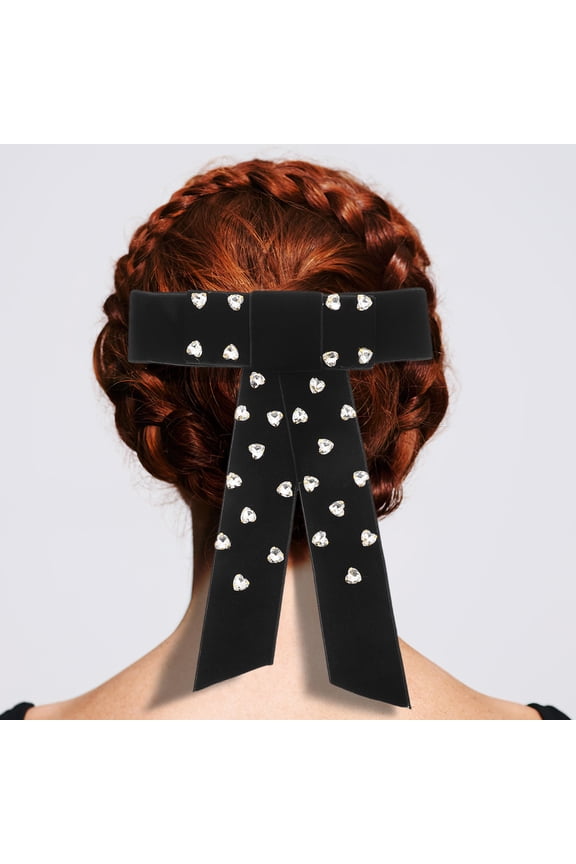 Girls Bow Hair Clips Fashionable Black Flocking 1Set Hair Styling Accessories For Women Parties