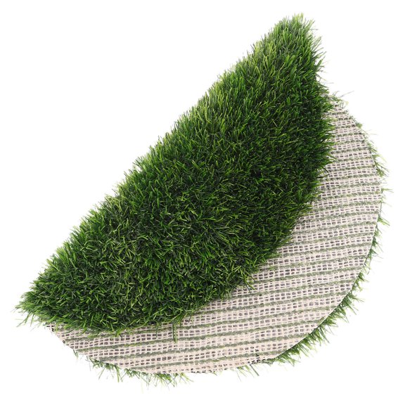 Raindrops Realistic Fake Grass Turf for Outdoor Decor Durable Low Maintenance Plastic Green Round Turf Tiles 40CM