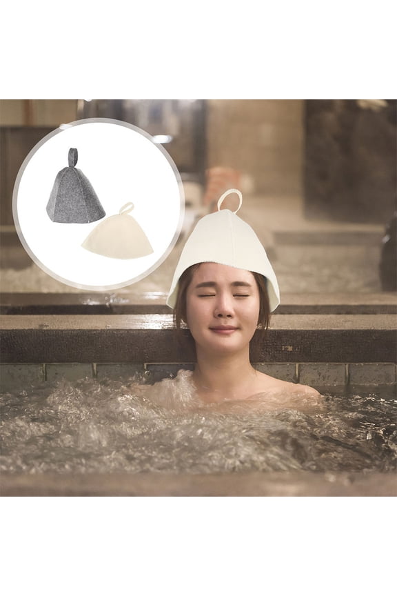 Felt Bath Hat for Head Protection 2Pcs in Grey 11.8x9.4x0.2in