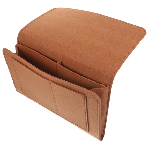 FOMIYES Brown Felt Bedside Organizer Hanging Storage Bag for Remote Control Tablet Multipurpose Pouch