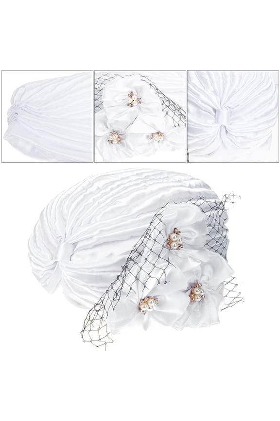 Satin Caps Female Turban Headwrap White Fashionable for Home