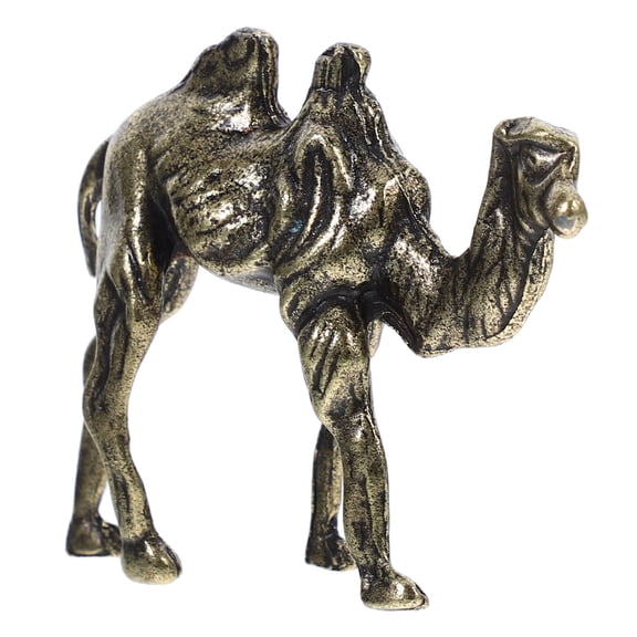 CRILSTYLEO Decorative Brass Camel Figurine Vintage Style Golden Desktop Sculpture Ornament