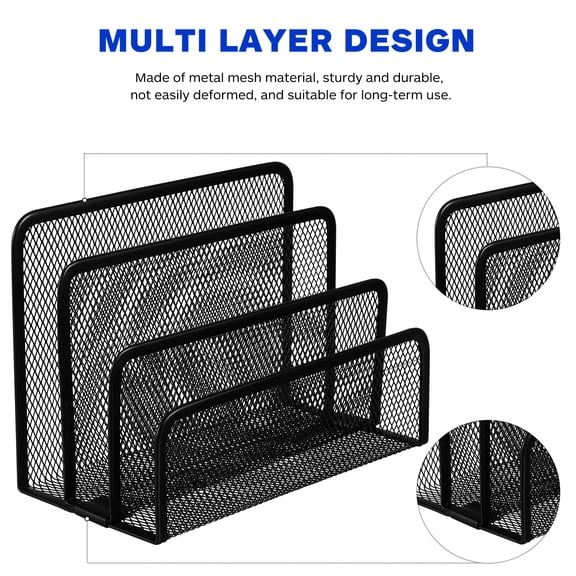 Raindrops Black Desk Organizer with Multiple Compartments for Office Supplies, Document Storage and Desktop Organization, 1 Set