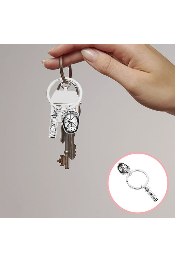 Firefighter Keychain Bag Charm Bag Decoration Key Ring Wallet Chain Fireman Gift