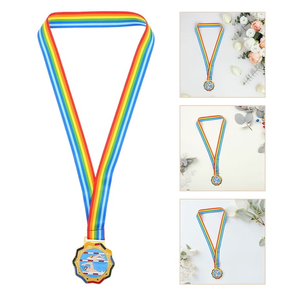 Raindrops Elegant Design Swimming Medal Golden Zinc Alloy for Home Use 2Pcs