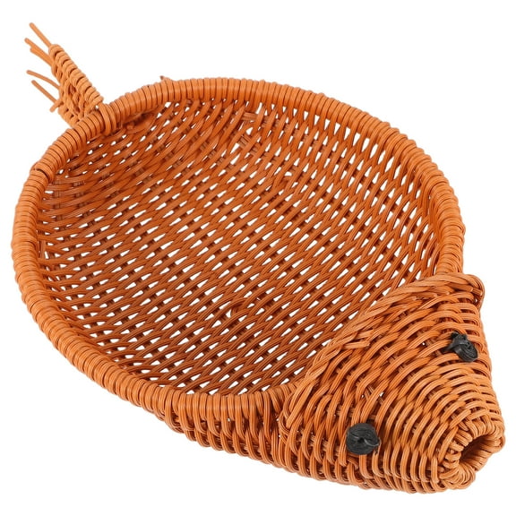 Raindrops Fish-Shaped Basket Fruit Bowl Imitation Rattan Storage Tray Bread Holder for Kitchen Table Snacks Dried Fruit Nuts Decor