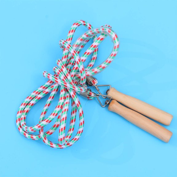 Raindrops Fitness Skip Rope with Wooden Handle Adjustable Weaving Cotton Rope for Outdoor Cardio Exercise