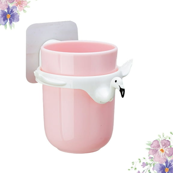 Raindrops Flamingo Design Pink Tooth Mug for Storage Plastic Gargle Cup Utility Size 12 oz