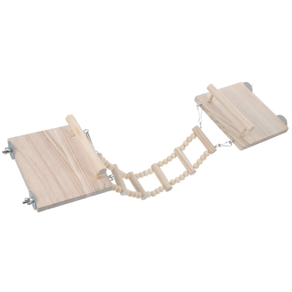 Raindrops Parakeet Wooden Cage Platforms and Ladder Set for Bird Exercise and Climbing, Flat Leg Design, 1 Piece