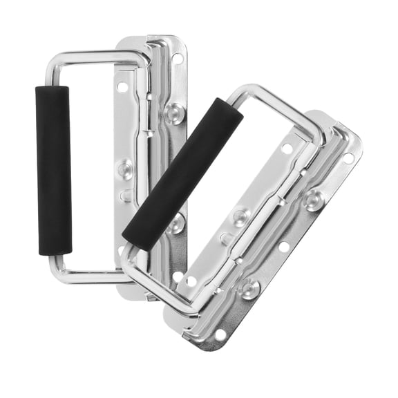 Raindrops 2-Pack Flat Box Extension Handles with Comfortable Rubber Grip, Iron Folding Spring-Loaded Mount for Cabinets