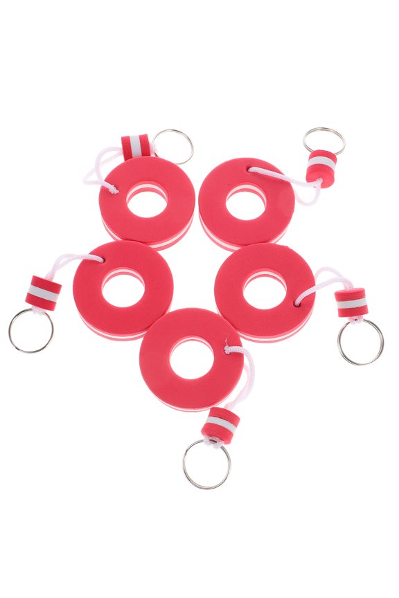 Floating Keyring 5pcs Floating Boat Keychain Round Float Key Ring Waterproof Eva Keychain for Boating Swimming Pool Surfing Sailing Kite Fishing Red