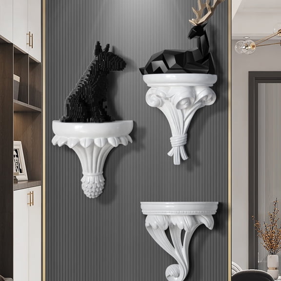 CRILSTYLEO Floating Wall Shelf White Resin 1Pcs 7.2X6.7X3.9In