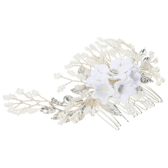 Raindrops Flower Bridal Headdress Hair Vines for Weddings Silver Clips Prom Accessories Women Bride White
