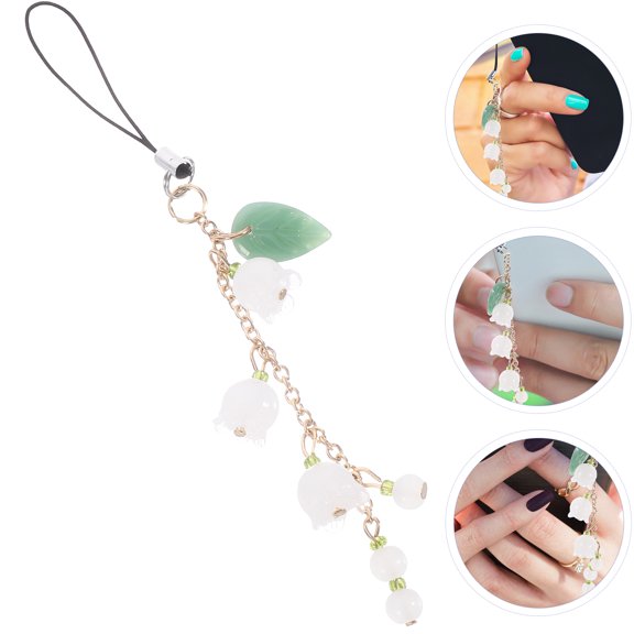 Raindrops Flower Dress Phone Charm Cell Pendant Decor Lanyards Ladies Miss