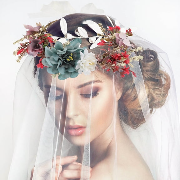 Raindrops Floral Hair Wreath in Assorted Fabric Colors for Women Festival Wear, 1 Piece