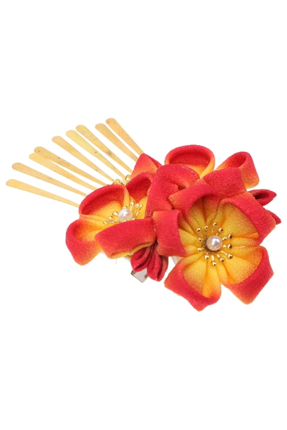 Asian Hair Accessories Kimono Headpiece Orange Cotton Iron 1Pack