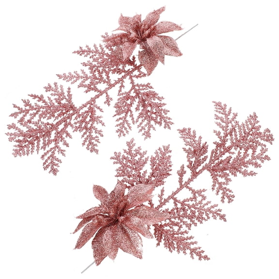 Raindrops Artificial Evergreen Branches Glitter Flower Christmas Tree Golden 6Pcs 7.9X2.8In