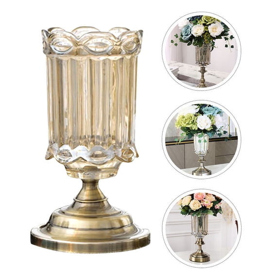 USHOBE 1Pc Creative Glass Vase Golden European Style Desktop Decor